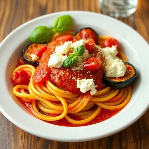 Pasta alla norma con melanzane fritte